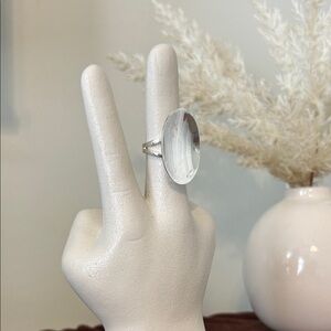 Elegant Silver 925 Oval Concave Ring